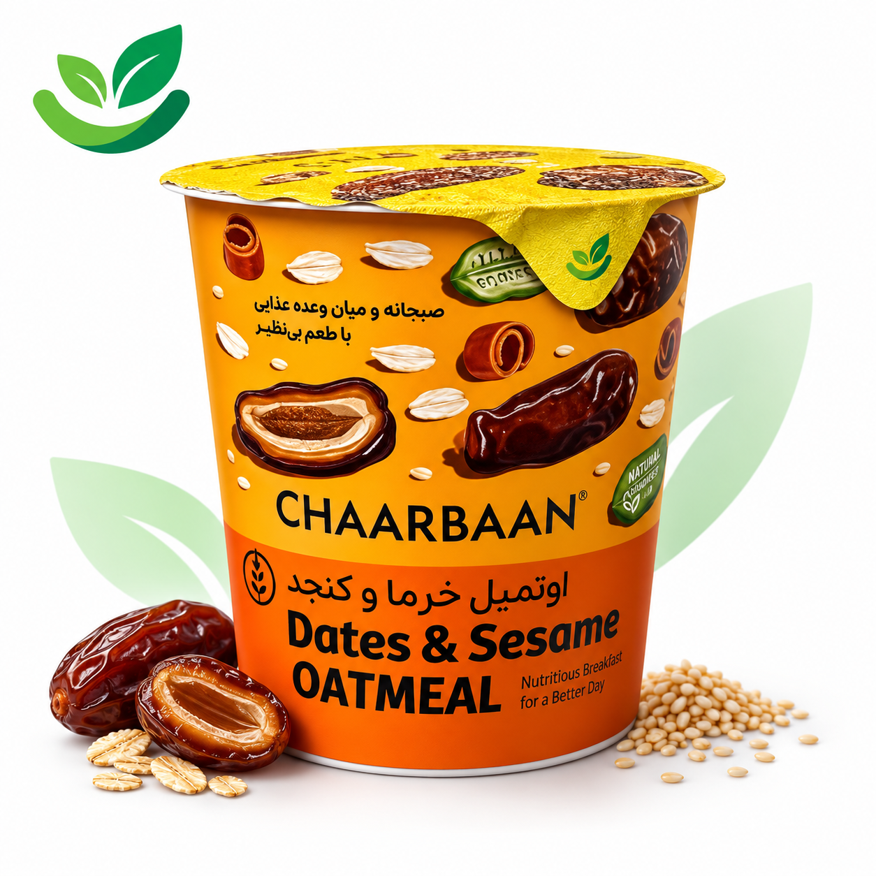 اوتمیل فوری لیوانی طعم خرما و کنجد چاربان بسته 12 عددی